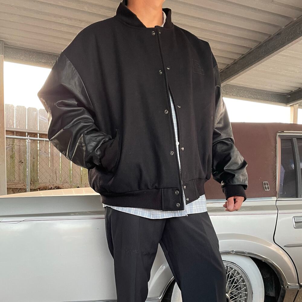 🔥NWOT Vantage Ford Credit Wool Leather Varsity Bomber Jacket Quilt Lined Sz 2XL - Picture 1 of 16